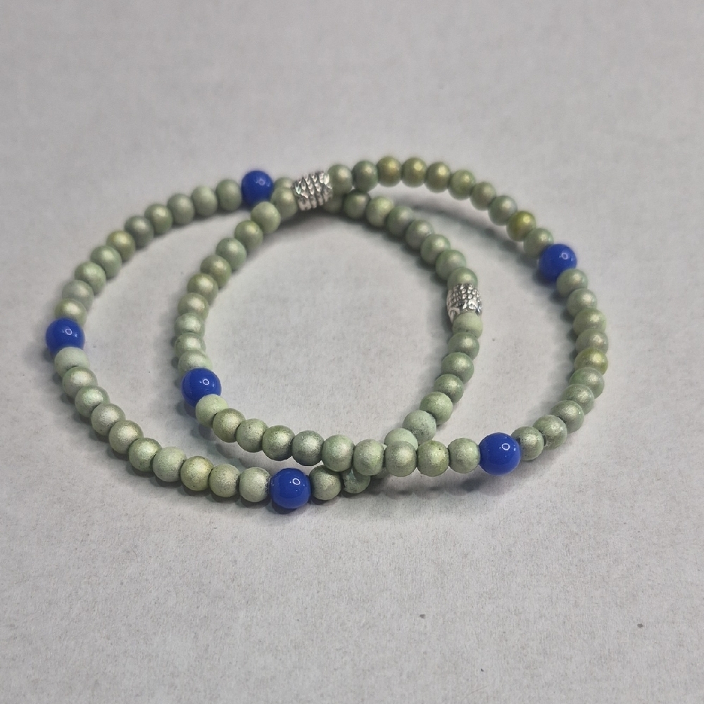 Green and Blue Sapphire Beaded Bracelet
